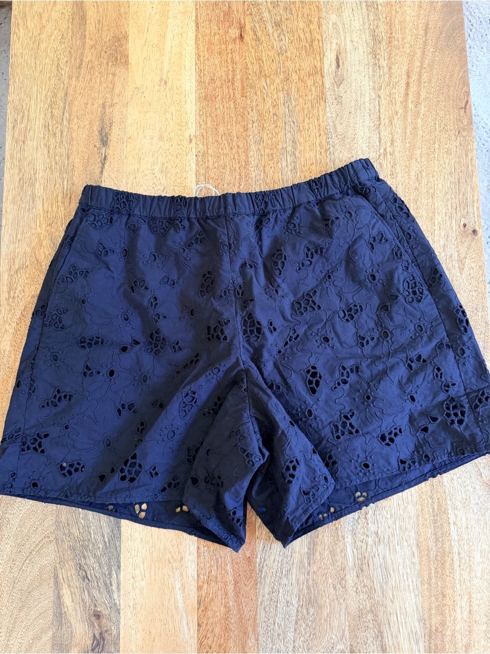 Everlane Black Eyelet High-Waist Shorts